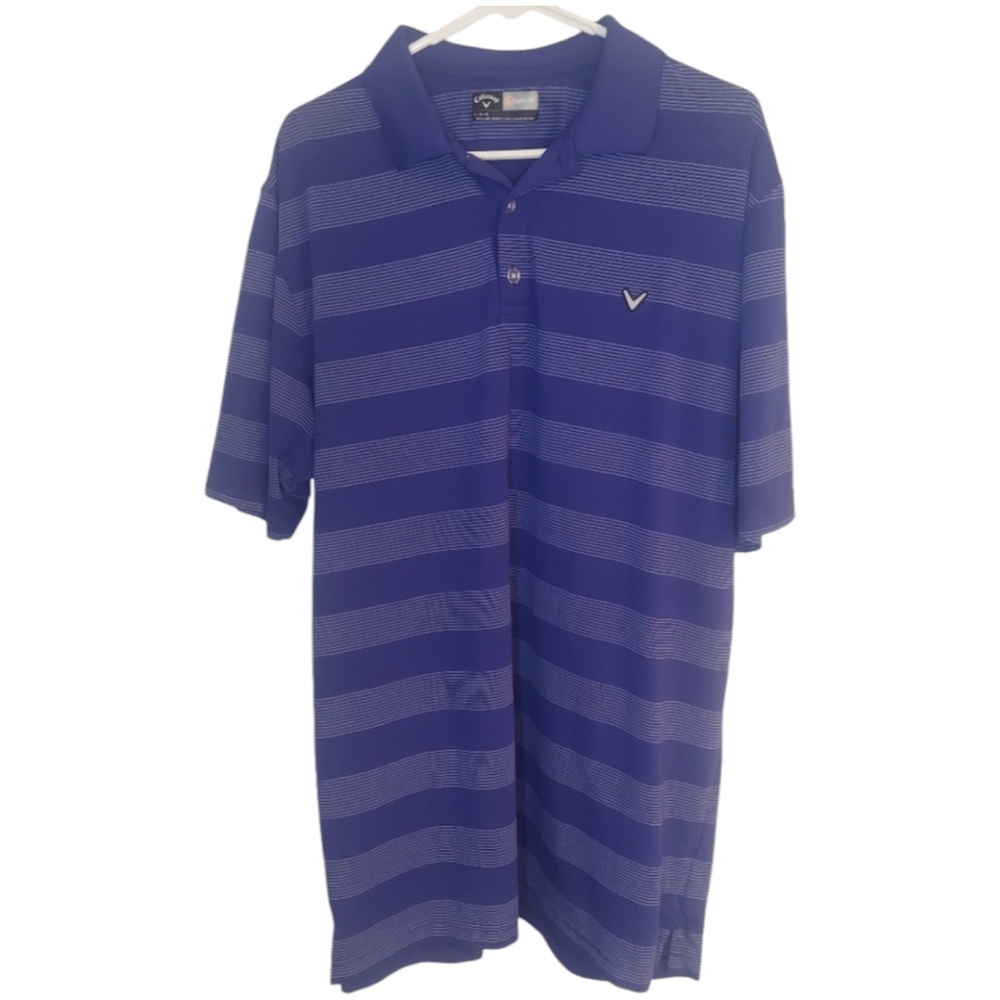 Callaway Opti-Dry Golf Shirt Striped Blue Two-Tone Size L